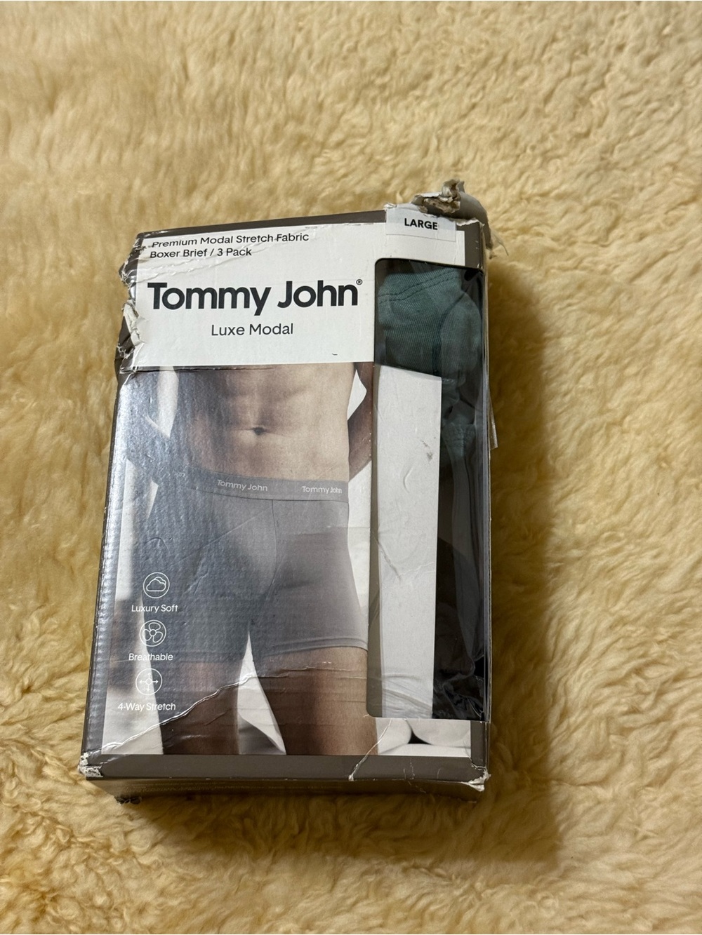 Tommy John Luxe Modal Boxer Briefs - Dark Green, Black & Charcoal - Retail 40